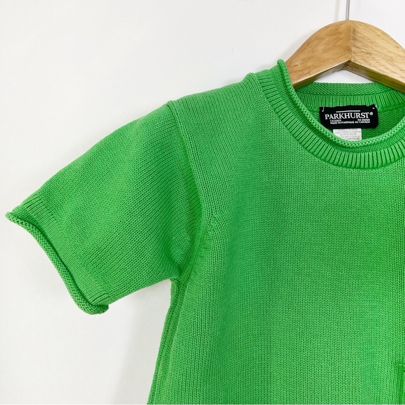 Parkhurst Women’s Green Cotton Knit Short Sleeve Crewneck Sweater Size Medium - Picture 4 of 11